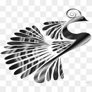 Clip Art Royalty Free Stock Grayscale Clipartblack - Black And White Designed Peacock - Png Download