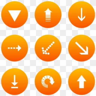 Classic Arrows Icon In Style Flat Circle White On Orange - Circle Clipart