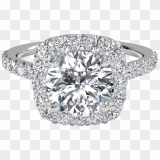 French-set Halo Diamond Band Engagement Ring Clipart