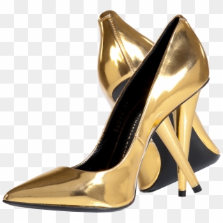 Court Shoe High Heeled - Gold High Heels Png Clipart