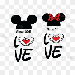 Love Mickey Minnie Mouse Heads With Wedding Date Mickey's - Mickey Mouse Love Png Clipart