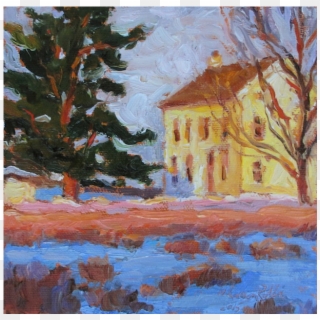 Yellow House In Snow - Visual Arts Clipart