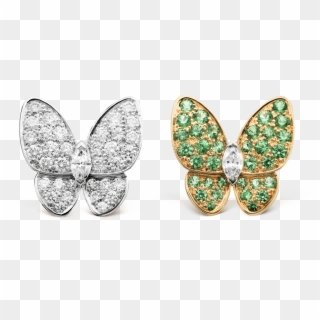 Two Butterfly Earrings - Vca Butterfly Earrings Clipart