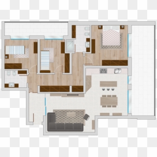 000 Pianta Piano Secondo Arredata Appartamento 01 Penthouse - Floor Plan Clipart