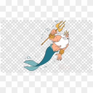 King Triton Png Little Merm Clipart Ariel Mermaid King - Png Hijab Girl Cartoon Transparent Png