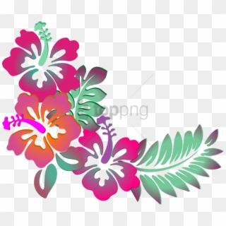 Free Png Colorful Floral Corner Borders Png Png Image - Clipart Hibiscus Transparent Png
