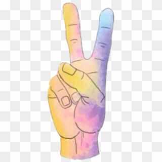 #hand #peacesign #pastel #freetoedit - Drawing Clipart