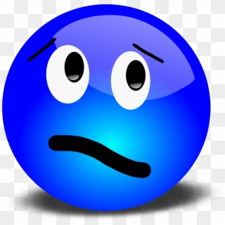 Smiley Face Confused - Blue Smiley Face Emoji Clipart