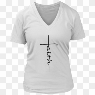 Faith Cross V Neck T Shirt - T-shirt Clipart