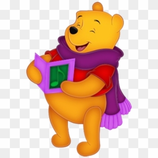 Pooh Christmas - การ์ตูน หมี พู อ่าน หนังสือ Clipart
