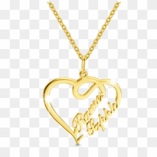 Gold Plate Png - Two Hearts With Names Necklace Clipart