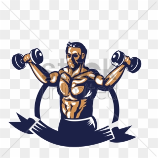 Barbell Clipart Bodybuilding - Bodybuilder With Dumbbell Clipart - Png Download