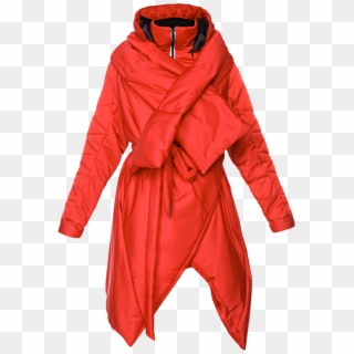 Sculpted Scarf Puffer Coat Red - Overcoat Clipart