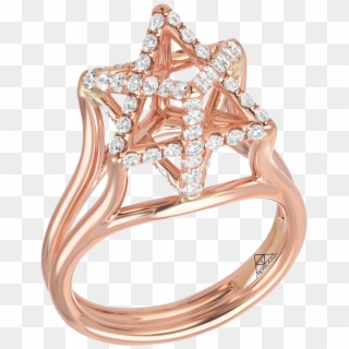 Merkaba Light Rose Gold Ring With Diamonds - Engagement Ring Clipart