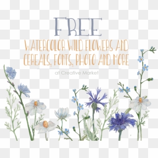 Free Wildflower And Cereals - Watercolor Wildflowers Png Clipart