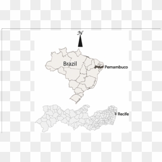 Location Of The Capital City Of Recife, Pernambuco - Map Clipart