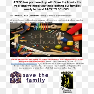 Save The Family Back To School Supply Drive - Flyer Clipart