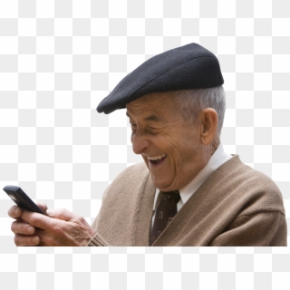 Cutouts - Old Man With Iphone Clipart