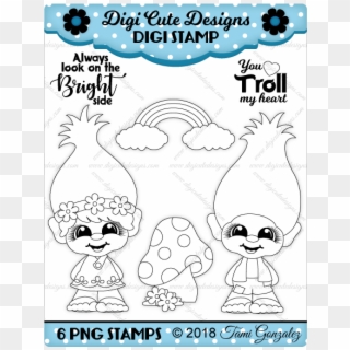 Troll Cuties Digi Stamp-trolls, Poppy, Branch, Mushroom, - Cartoon Clipart