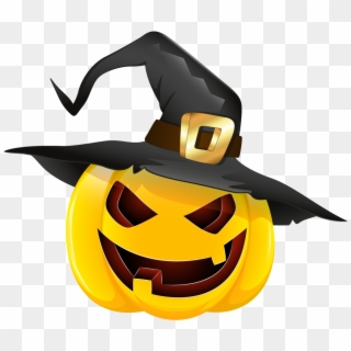 Pumpkin With Witch Hat Clipart