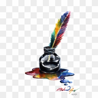 Ink Pot Png Hd - Feather With Ink Pot Clipart