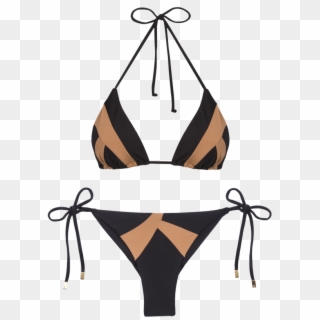 Black Wave Triangle Bikini - Swimsuit Clipart