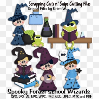 Spooky Forest School Wizards Cutting Files - Cartoon Clipart