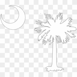 Small - South Carolina Palm Tree White Clipart