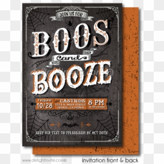 Boos And Booze Cocktail Halloween Party Invitations - Halloween Invite Adult Clipart