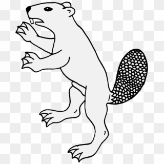 Beaver Rampant - Line Art Clipart