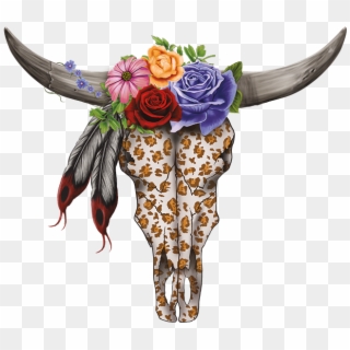 Bull Skull And Flower Clipart
