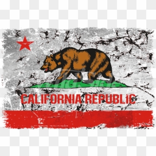 California Republic Bear Flag Distressed - Distressed California Flag Png Clipart