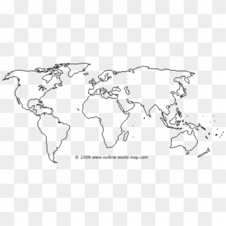 Continents And Oceans Of The World In Outline Map - World Map For Practice Clipart