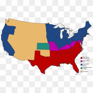 Slave And Free States Before The American Civil War - Us Map 1861 Clipart