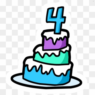 4th Anniversary Cake Pin - Birthday Cake 4 Png Clipart