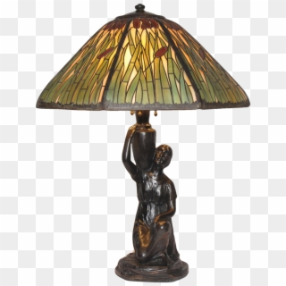 Antique Handel Cattail Overlay Lamp Table Lamp With - Stained Glass Clipart