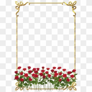 Frames Png Douradas Com Rosa Vermelhas - Rose Border Flower Design Clipart
