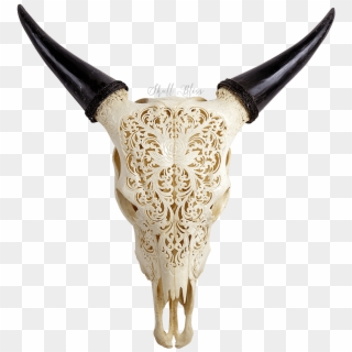 Carved Cow Skull - Cow Skull Carving Clipart