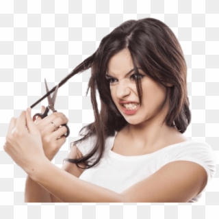 Download - Woman Cutting Her Hair Clipart
