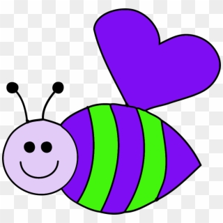Purple Clipart Bee - Clip Art Free Valentine - Png Download