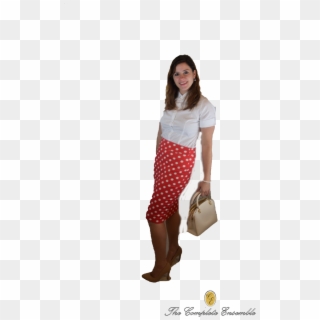 Red And White Polka Dot Skirt - Girl Clipart