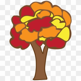 Block Colored Autumn Tree - Tree Doodle * Png Clipart