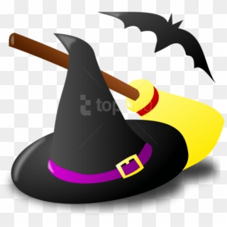 Free Png Halloween Witch Hat Broom And Bat Png Images - Halloween Clipart Png Transparent Png