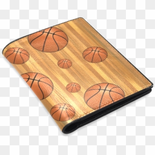 Basketballs With Wood Background Men's Leather Wallet - Plywood Clipart