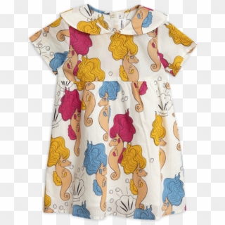 Mini Rodini Girls Organic Cotton Seahorse Dress Clipart