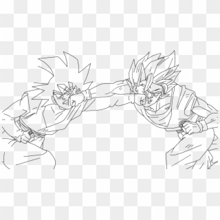 Goku Black Rose Coloring Pages Great Clipart Silhouette - Goku Vs Black Drawing - Png Download