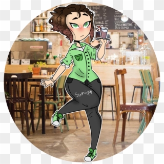 Remixit Cafe Drink Ponytail Green Uniforn Aesthetic Clipart
