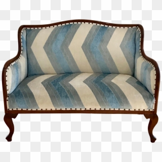 Vintage Chevron Fabric Upholstered Bench Settee On - Studio Couch Clipart