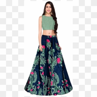 Party Wear Crop Top And Long Skirt Set Clipart