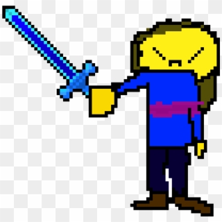 Frisk Has A Sword From Minecraft - Cartoon Clipart